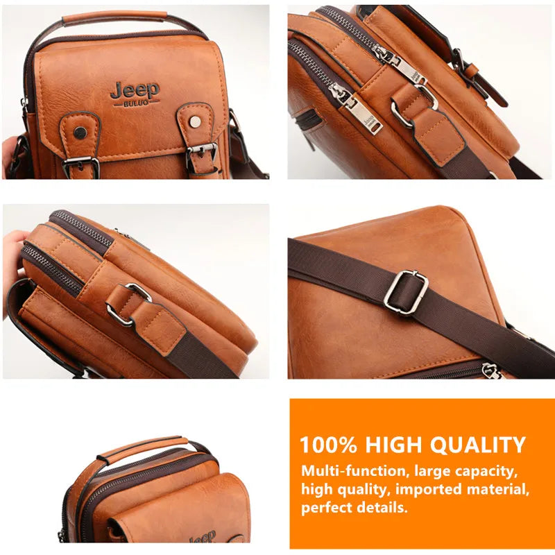 Large Capacity Split Leather Crossbody Handbag for Men & Women