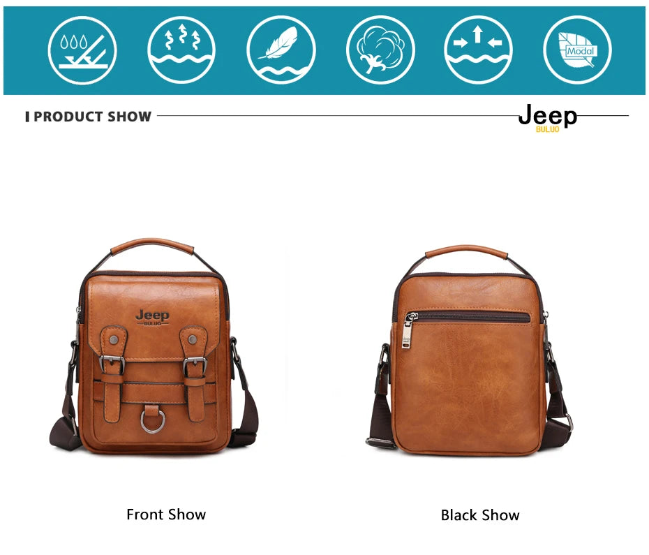 Large Capacity Split Leather Crossbody Handbag for Men & Women