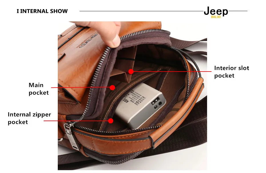 Large Capacity Split Leather Crossbody Handbag for Men & Women