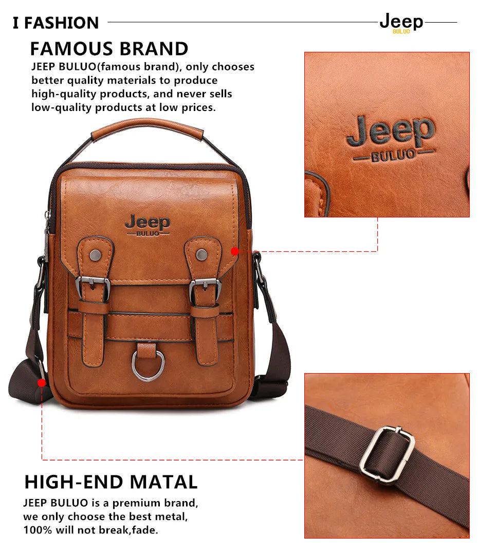 Large Capacity Split Leather Crossbody Handbag for Men & Women