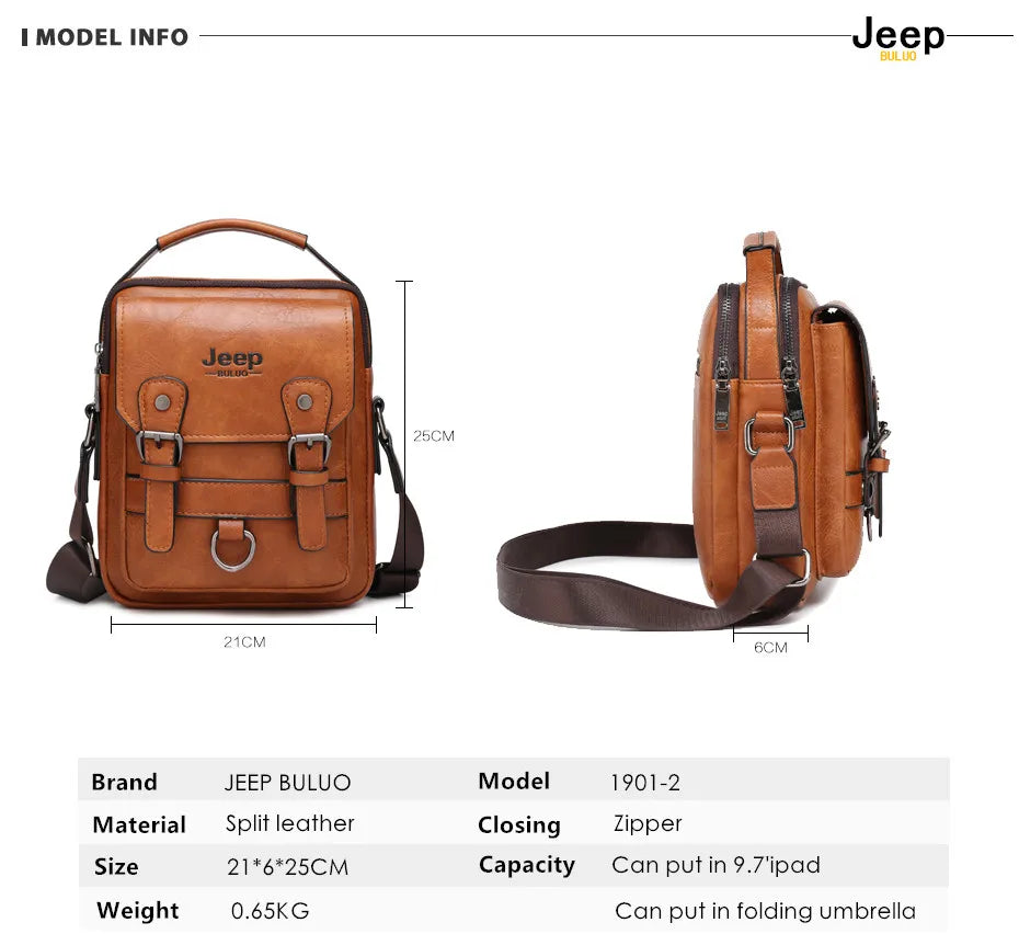 Large Capacity Split Leather Crossbody Handbag for Men & Women
