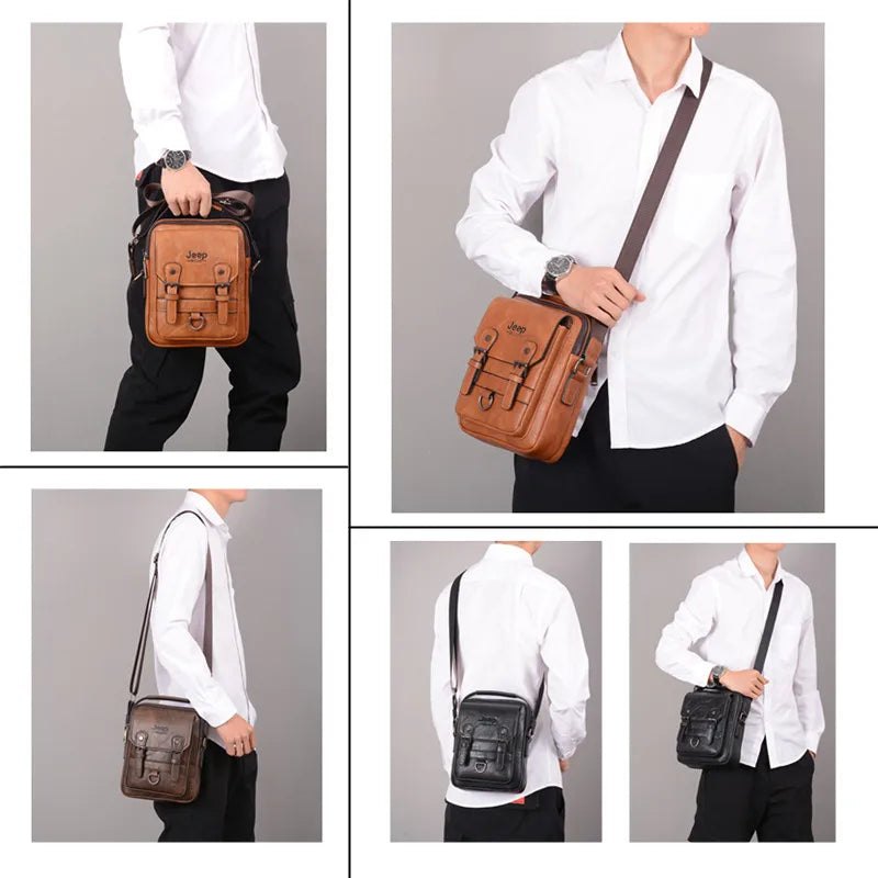 Large Capacity Split Leather Crossbody Handbag for Men & Women