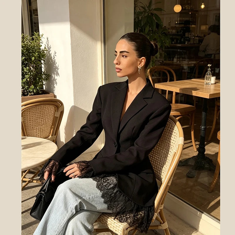 Hem Lapel V‑Neck Blazer For Women’s