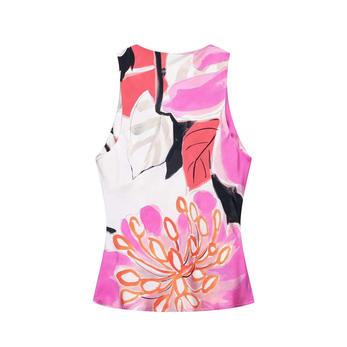 Women's Satin Printed Midi Skirt with Elastic Waist