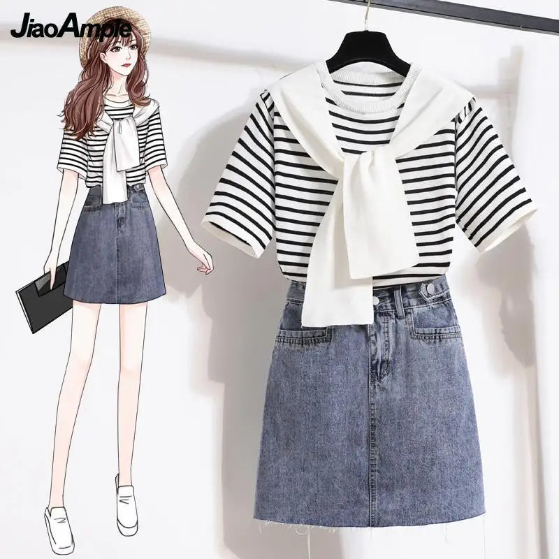 Stripe Shawl TShirt Skirts