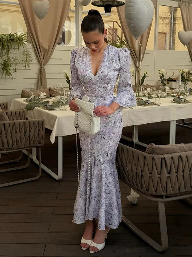 Floral peplum chiffon maxi