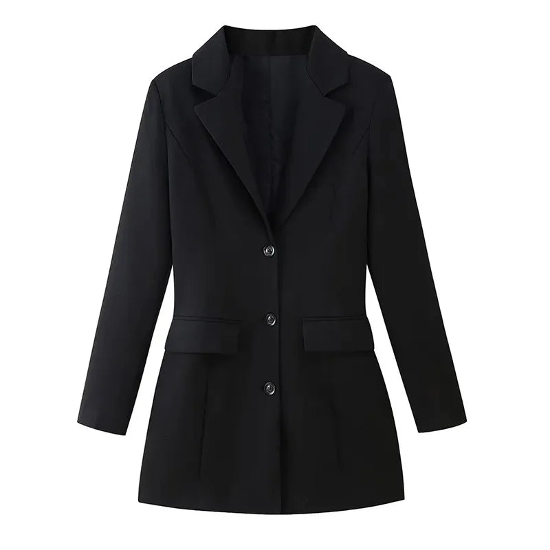 Fanan Elegant Black Blazer Coat