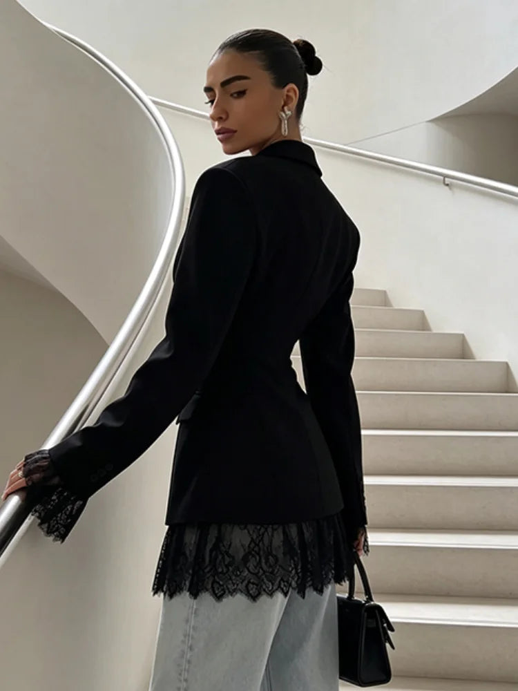 Hem Lapel V‑Neck Blazer For Women’s