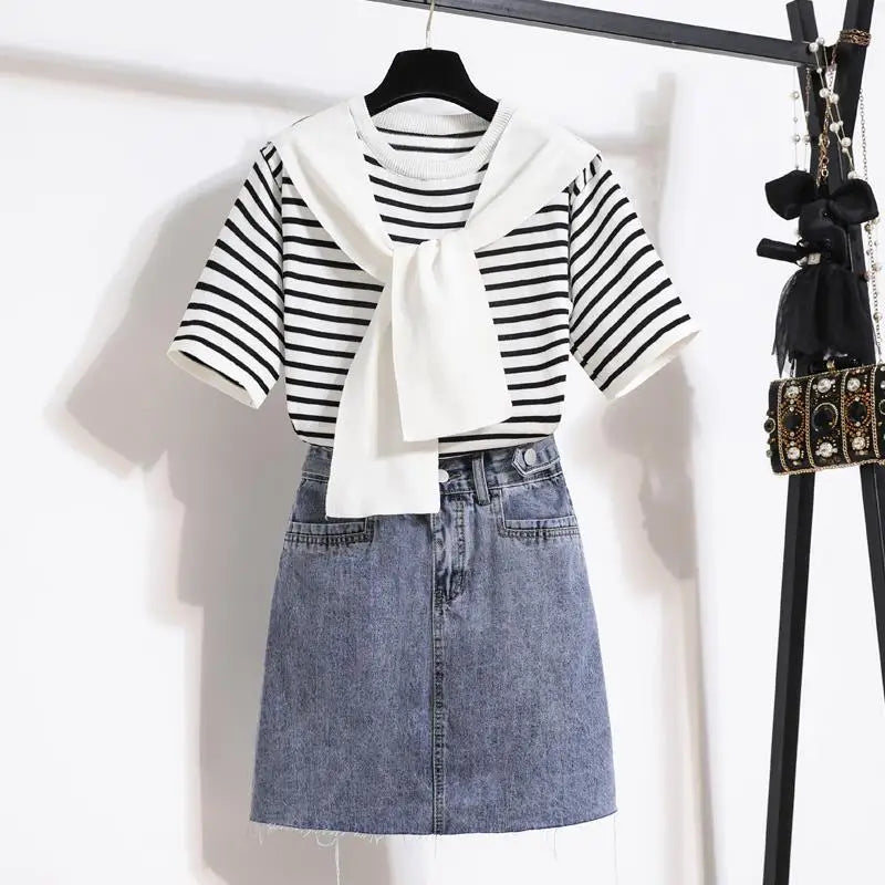 Stripe Shawl TShirt Skirts