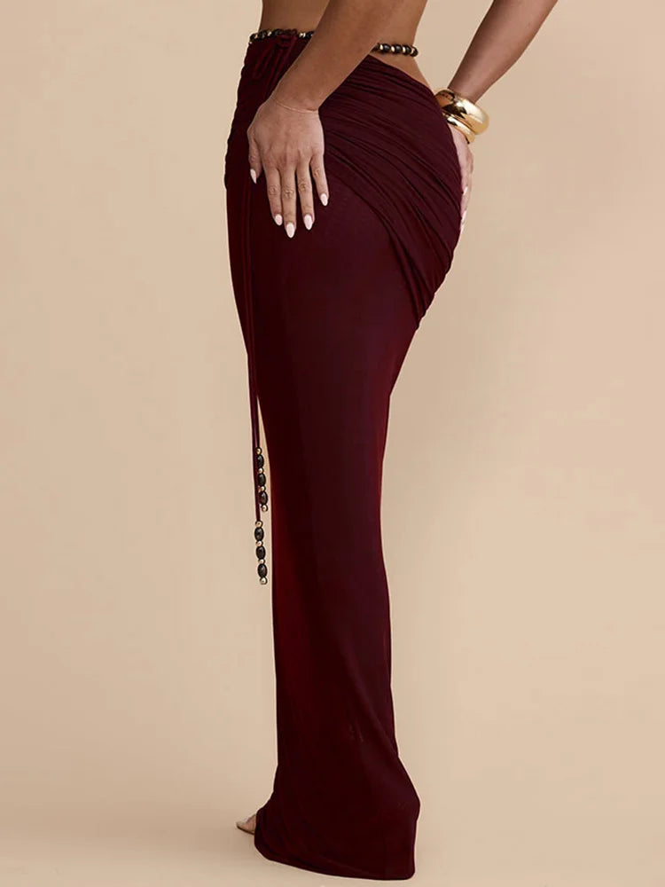 Halter Backless bikini with Maxi Skirt