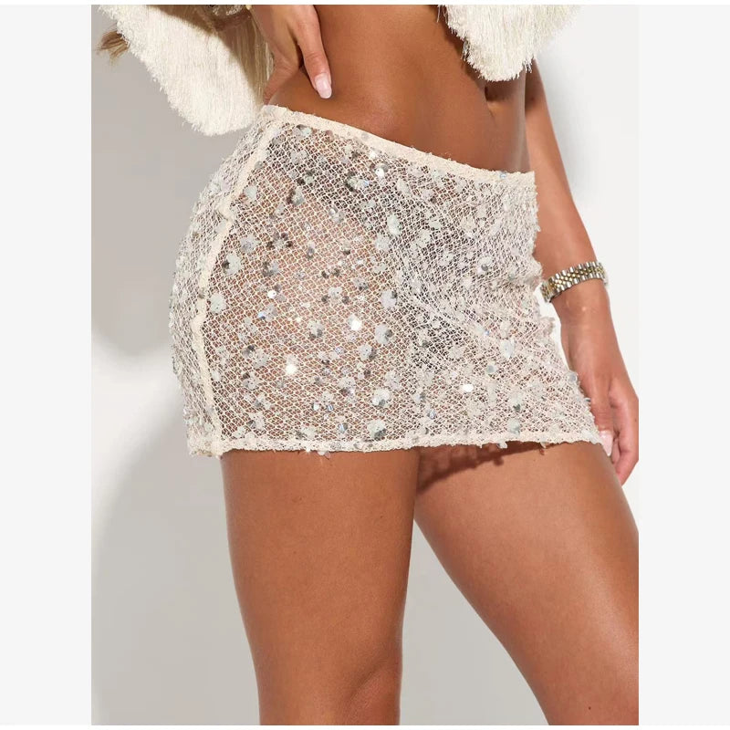Sequin Tassel Mesh drawswing maxi