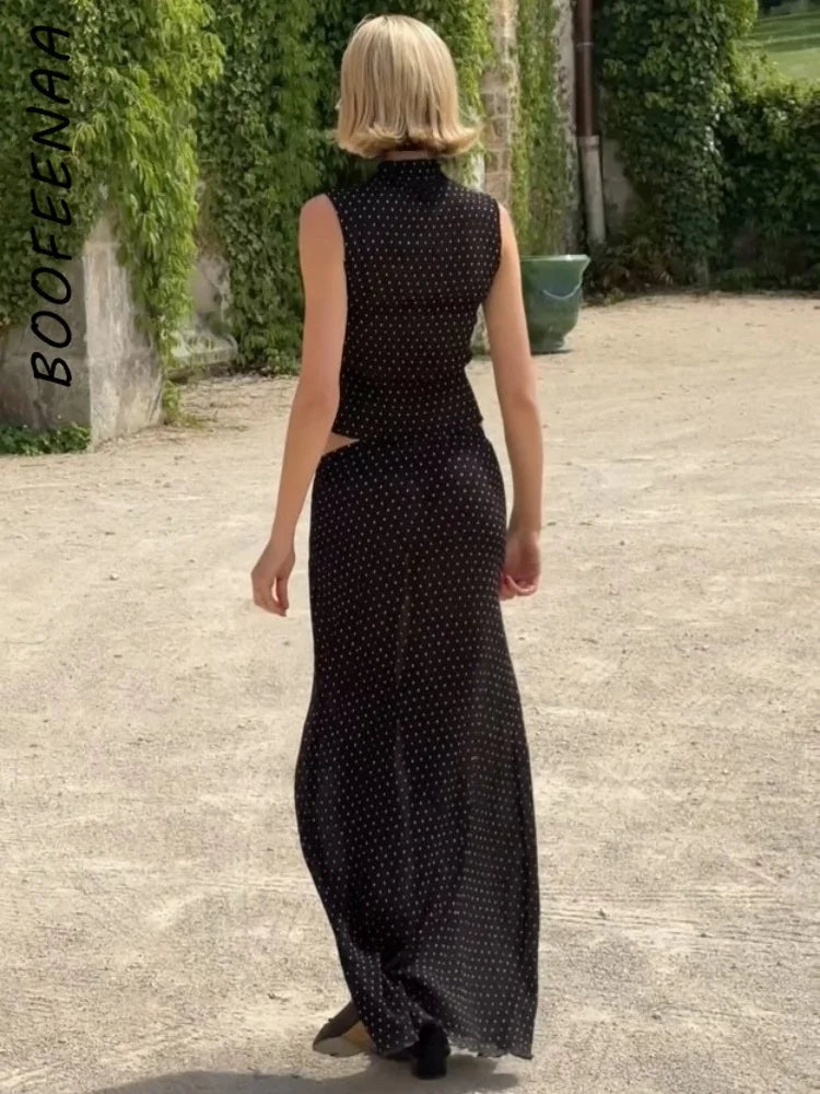Women's Polka Dot Mesh Sheer Sleeveless Top