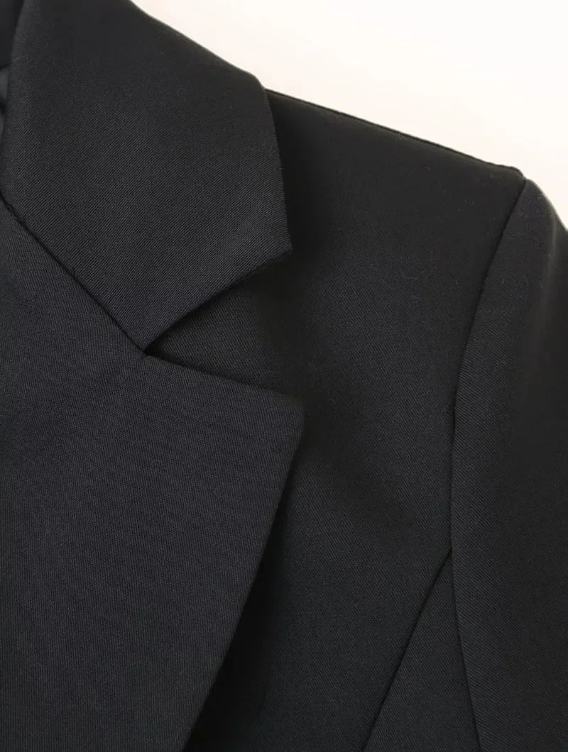 Fanan Elegant Black Blazer Coat