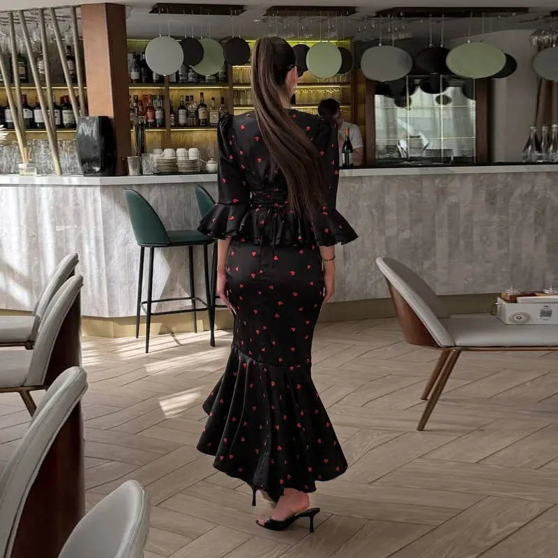 Floral peplum chiffon maxi